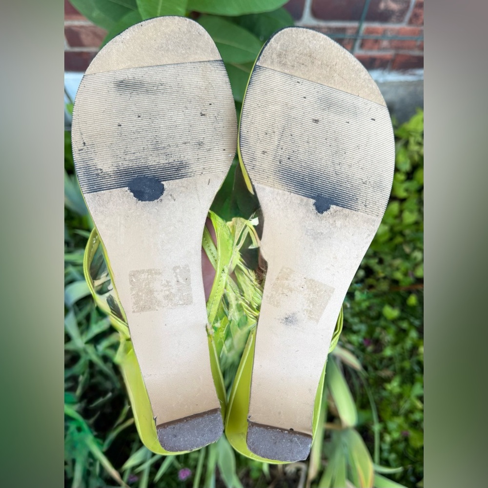 SWEET SEVENTEEN Size 10 Green Yellow Pink Kitten Heel Sandals - Picture 10 of 15